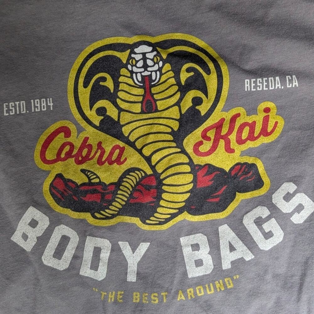 Cobra Kai Men's XL Graphic T-Shirt Grey Karate Kid Y2K Grunge Nostalgia